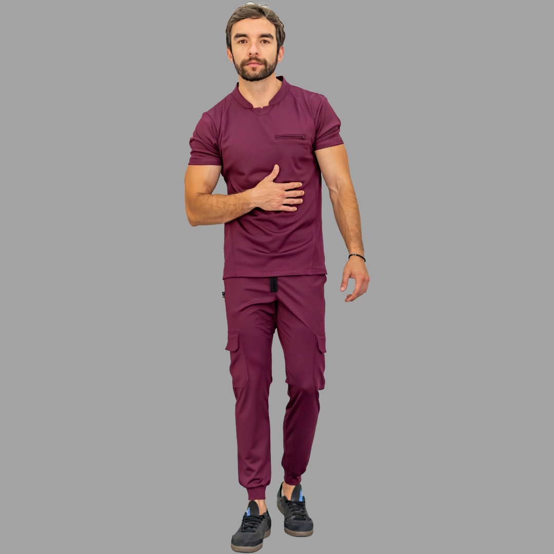 Conjunto Quirúrgico Vino para Hombre – Estilo 910 | Super Stretch Slim Fit