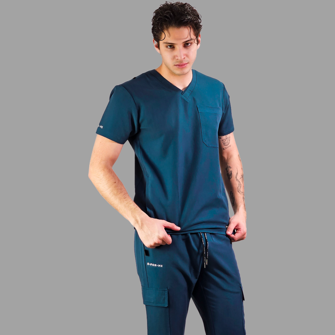 Filipina Quirurgica Antifluido Hombre Azul Caribe, Scrubs 300