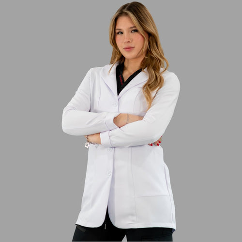 Bata Médica Alviero Stretch Antifluido Blanca Dama.