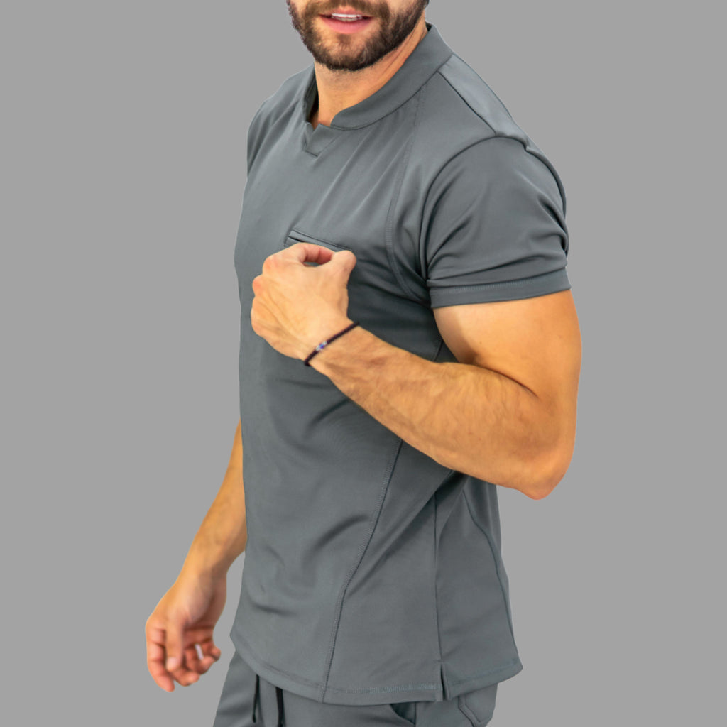 Conjunto Quirúrgico Gris Medio para Hombre – Estilo 910 | Super Stretch Slim Fit