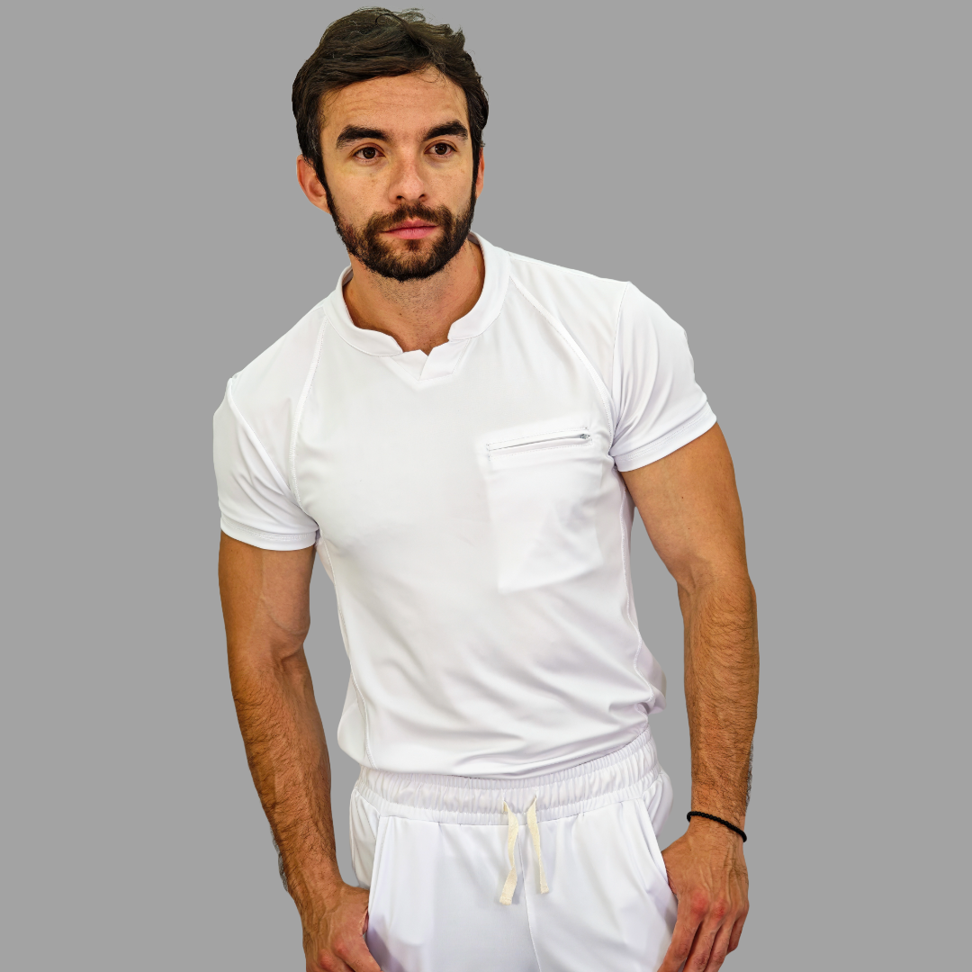 Conjunto Quirúrgico Blanco para Hombre – Estilo 910 | Super Stretch Slim Fit