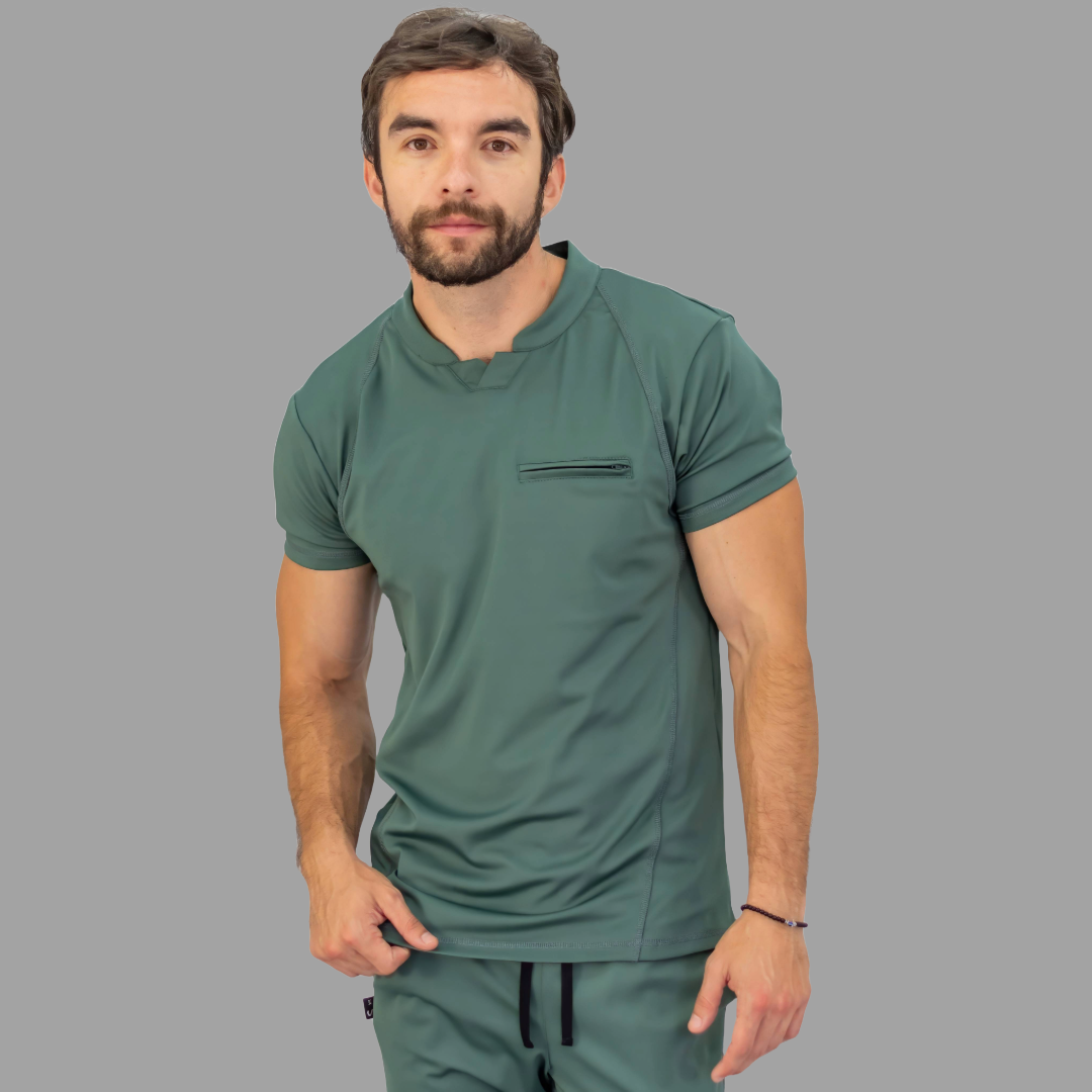 Conjunto Quirúrgico Verde Pino para Hombre – Estilo 910 | Super Stretch Slim Fit