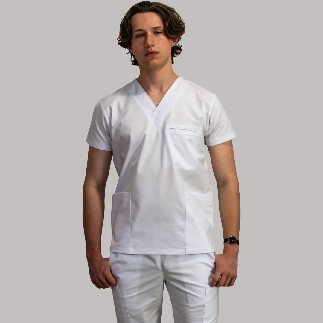 Filipina 501  Blanca cuello V Hombre Villela 65/35/Pol/Alg.