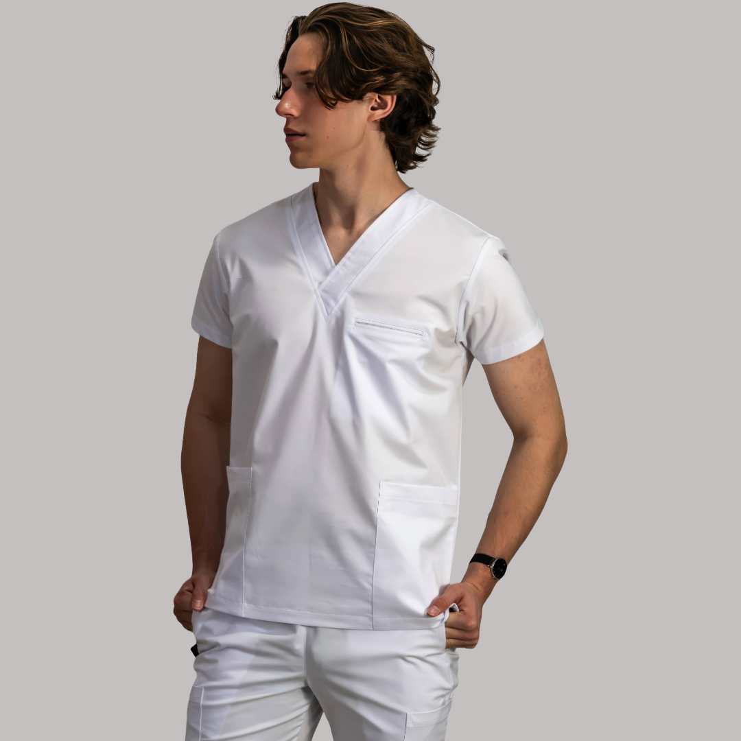 Filipina 501  Blanca cuello V Hombre Villela 65/35/Pol/Alg.