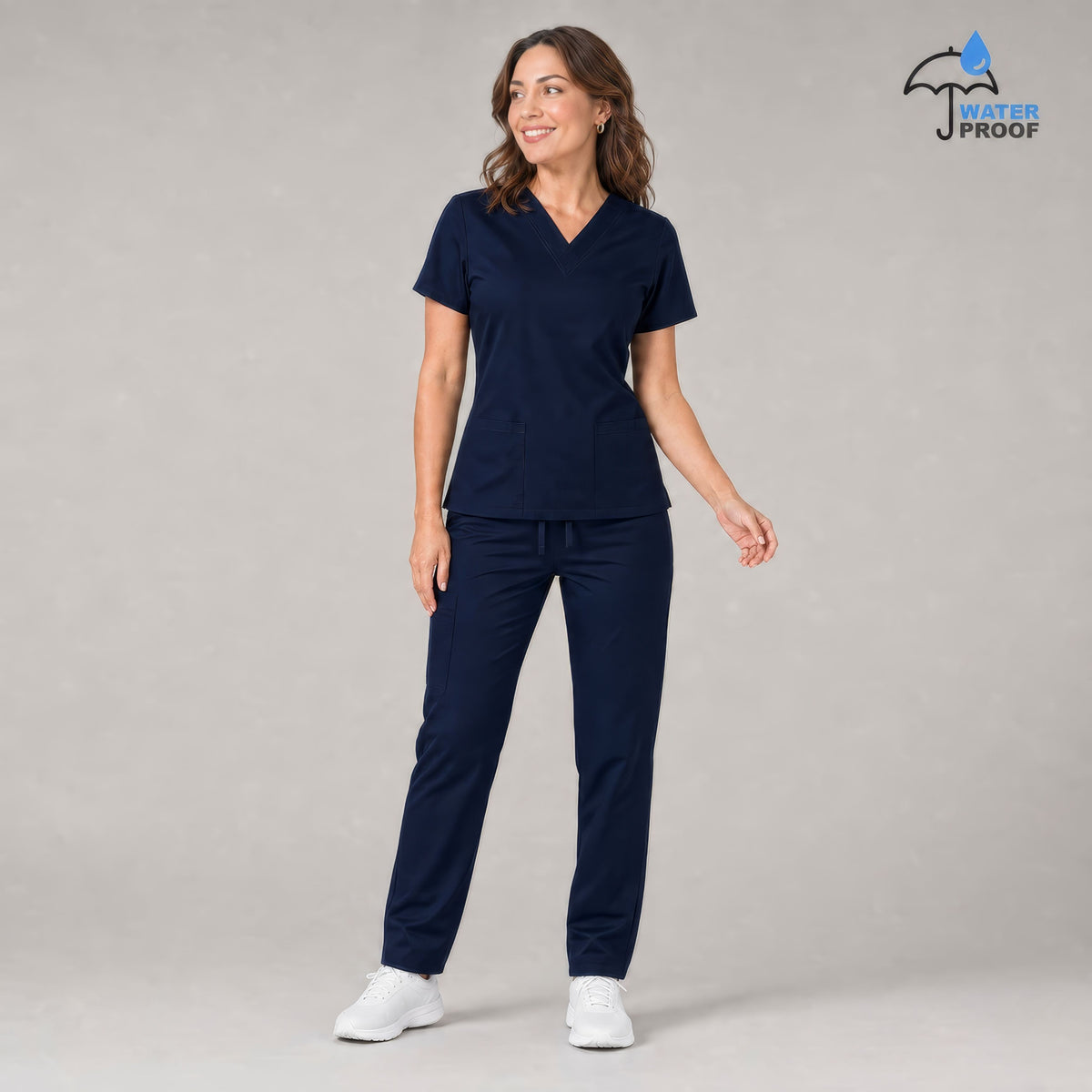 Women's navy 502 scrub top and pants complete set — lightweight everyday medical uniform for nurses and healthcare professionals S-FOR-ME
