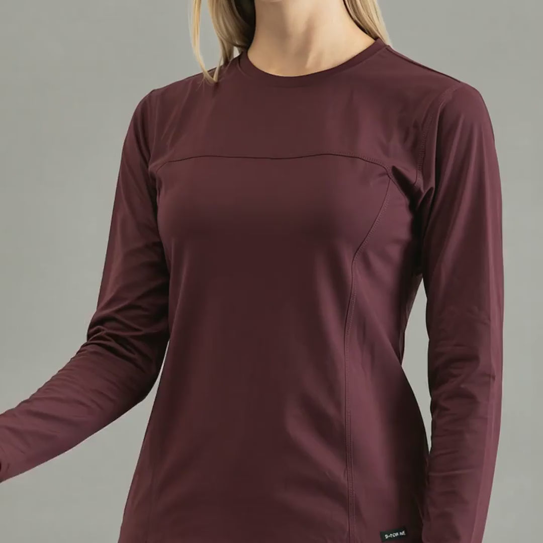 Blusa Interior Mujer Manga Larga | Vino Súper Stretch