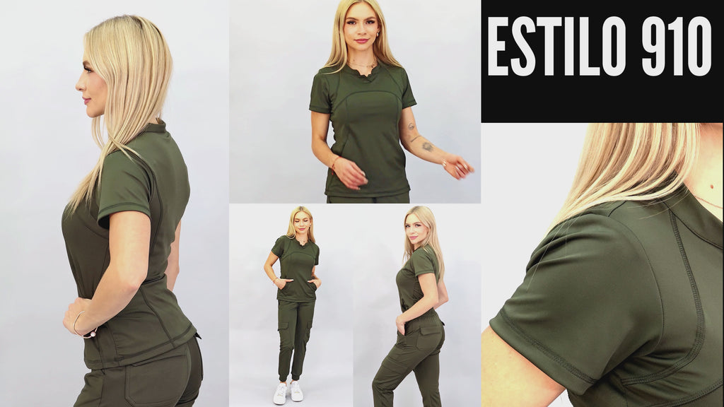 Conjunto Quirúrgico Verde Olivo para Mujer – Estilo 910 | Super Stretch Slim Fit
