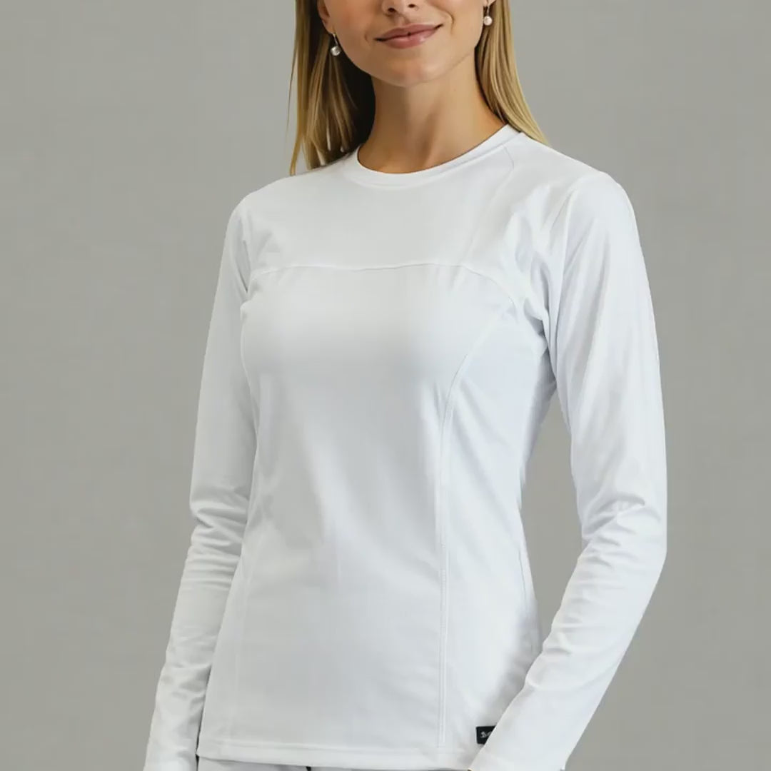 Blusa Interior Mujer Manga Larga | Blanco Súper Stretch