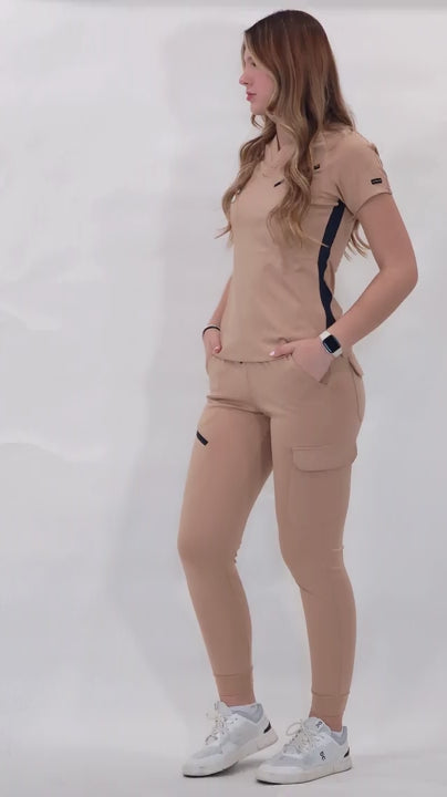 Filipina Quirúrgica Mujer Super Stretch Beige - Navy, Scrubs 905